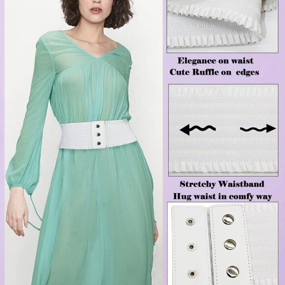 Women's Stretchy Elastic Wide Belt Waist Cincher Corset Dress Accessory - Picture 4 of 9